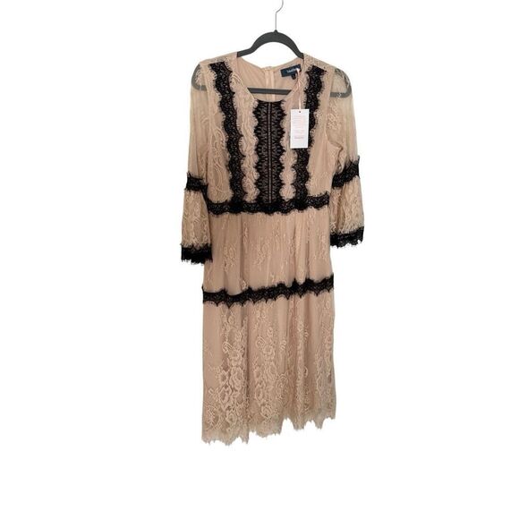 NWT Modcloth Womens Cream Black Aisle Be Seeing You Lace Midi Dress Size Large - Picture 11 of 15